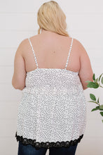 Load image into Gallery viewer, Plus Size Polka Dot Lace Trim Babydoll Cami