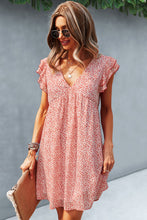 Load image into Gallery viewer, Printed V-Neck Flutter Sleeve Dress