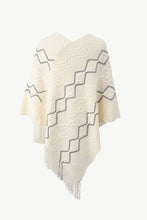 Load image into Gallery viewer, Pearl Trim V-Neck Fringe Hem Poncho