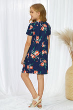 Load image into Gallery viewer, Girls Floral V-Neck Twisted Dress
