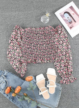 Load image into Gallery viewer, Ditsy Floral Off-Shoulder Smocked Crop Top