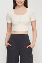 Load image into Gallery viewer, Round Neck Short Sleeve Cropped Sports Top