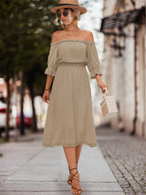 Load image into Gallery viewer, Frilled Off-Shoulder Flounce Sleeve Dress