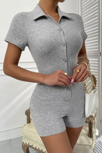 Load image into Gallery viewer, Button Up Collared Short Sleeve Romper