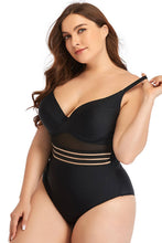 Load image into Gallery viewer, Plus Size Spliced Mesh Tie-Back One-Piece Swimsuit