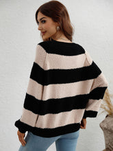 Load image into Gallery viewer, Striped Raglan Sleeve Ribbed Trim Knit Top