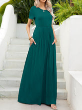 Load image into Gallery viewer, Round Neck Short Sleeve Maxi Dress with Pockets