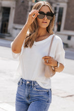 Load image into Gallery viewer, Waffle-Knit V-Neck Dropped Shoulder Blouse