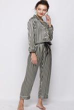 Load image into Gallery viewer, Satin Button-Up Lapel Collar Top and Pants Pajama Set