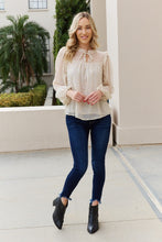 Load image into Gallery viewer, Mine and E&M Glitter Frill Trim Tie Neck Blouse