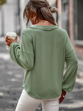 Load image into Gallery viewer, Seam Detail V-Neck Lantern Sleeve Top