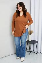 Load image into Gallery viewer, Zenana Full Size Waffle-Knit Slit V-Neck Tunic Top