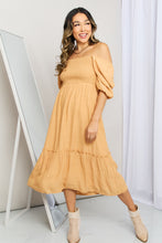 Load image into Gallery viewer, Gilli Smocked Puff Sleeve Frill Trim Midi Dress