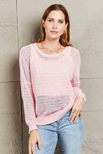 Load image into Gallery viewer, Double Take Openwork Round Neck Dropped Shoulder Knit Top