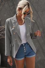 Load image into Gallery viewer, Double-Breasted Lapel Collar Blazer with Pockets