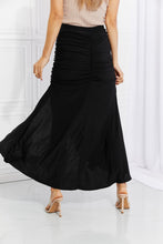 Load image into Gallery viewer, White Birch Full Size Up and Up Ruched Slit Maxi Skirt in Black