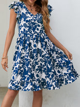 Load image into Gallery viewer, Floral V-Neck Flutter Sleeve Dress