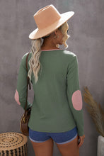 Load image into Gallery viewer, Elbow Patch Waffle Knit Henley Top