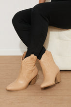 Load image into Gallery viewer, Qupid Texas Trip Embroidered Cowboy Booties in Toffee