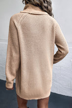 Load image into Gallery viewer, Turtleneck Raglan Sleeve Rib-Knit Dress with Pockets