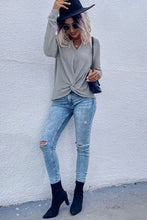 Load image into Gallery viewer, Twist Front Long Sleeve Waffle Knit Top