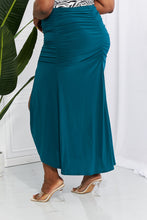 Load image into Gallery viewer, White Birch Full Size Up and Up Ruched Slit Maxi Skirt in Teal