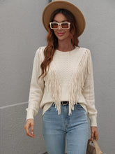 Load image into Gallery viewer, Fringe Detail Ribbed Trim Sweater