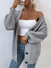 Load image into Gallery viewer, Cable-Knit Button Down Ribbed Trim Cardigan