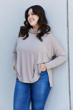 Load image into Gallery viewer, Zenana Full Size Slit High-Low Funnel Neck Top in Ash Mocha