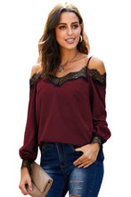Load image into Gallery viewer, Eyelash Lace Cold Shoulder Top