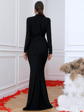 Load image into Gallery viewer, Glitter Mock Neck Fishtail Dress