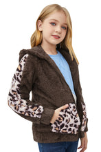 Load image into Gallery viewer, Kids Leopard Zip-Up Hooded Jacket with Pockets