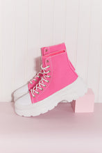 Load image into Gallery viewer, Berness Stick To It Platform Lace-Up Booties in Hot Pink