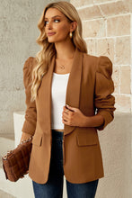 Load image into Gallery viewer, Double Take Puff Sleeve Shawl Collar Blazer