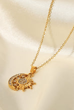 Load image into Gallery viewer, 18K Gold Plated Sun and Moon Pendant Necklace