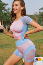 Load image into Gallery viewer, Round Neck Crop Top and High Waistband Active Shorts