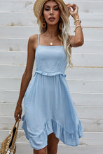 Load image into Gallery viewer, Lace-Up Spaghetti Strap Ruffle Hem Dress