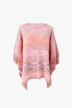 Load image into Gallery viewer, Heathered Boat Neck Fringed Poncho