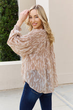 Load image into Gallery viewer, Mine and E&M Full Size Printed Button Down Smocked Lantern Sleeve Blouse