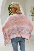 Load image into Gallery viewer, Heathered Boat Neck Fringed Poncho