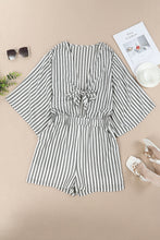 Load image into Gallery viewer, Striped Tie-Front Plunge Romper with Pockets
