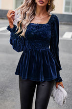 Load image into Gallery viewer, Smocked Square Neck Long Sleeve Blouse