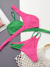 Load image into Gallery viewer, Contrast One-Shoulder Two-Piece Swim Set