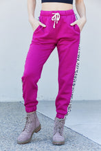 Load image into Gallery viewer, Zenana Animal Lover Full Size Leopard Panel Joggers in Magenta