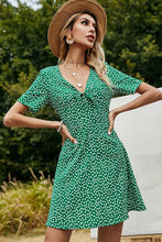 Load image into Gallery viewer, Printed Front Tie Regular Sleeve V-Neck Dress