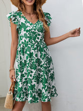 Load image into Gallery viewer, Floral V-Neck Flutter Sleeve Dress