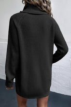 Load image into Gallery viewer, Turtleneck Raglan Sleeve Rib-Knit Dress with Pockets