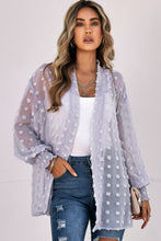 Load image into Gallery viewer, Swiss Dot Smocked Cuff Open Front Sheer Top DIBS SWISS