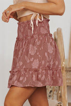 Load image into Gallery viewer, Floral Applique Smocked Paperbag Waist Skirt