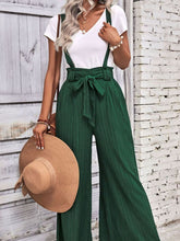 Load image into Gallery viewer, Wide Leg Tie Bow Detailed High Waist Overalls